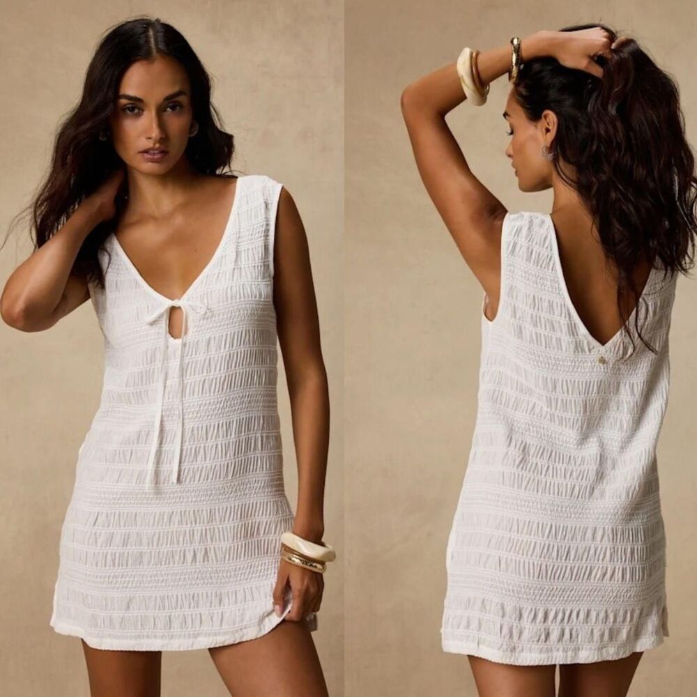 NWT Rhythm Sandy Cove White Smocked Mini Dress 6 / XS